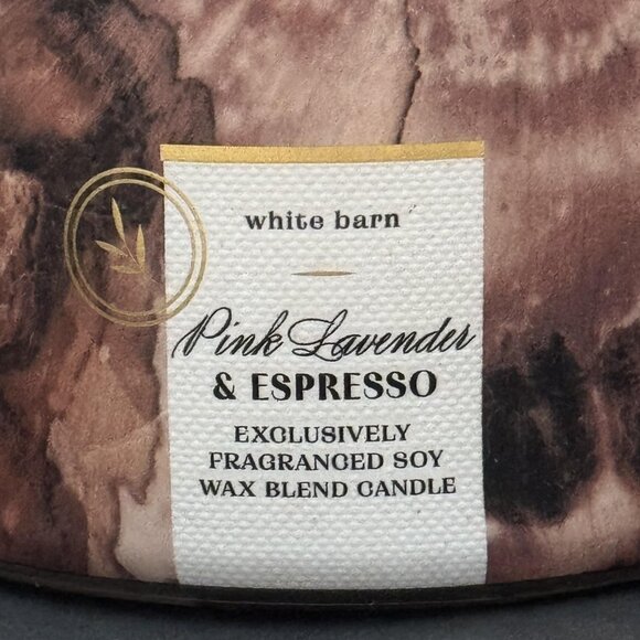 BBW Pink Lavender & Espresso White Barn Bath & Body Works 3 Wick Candle - Picture 3 of 10